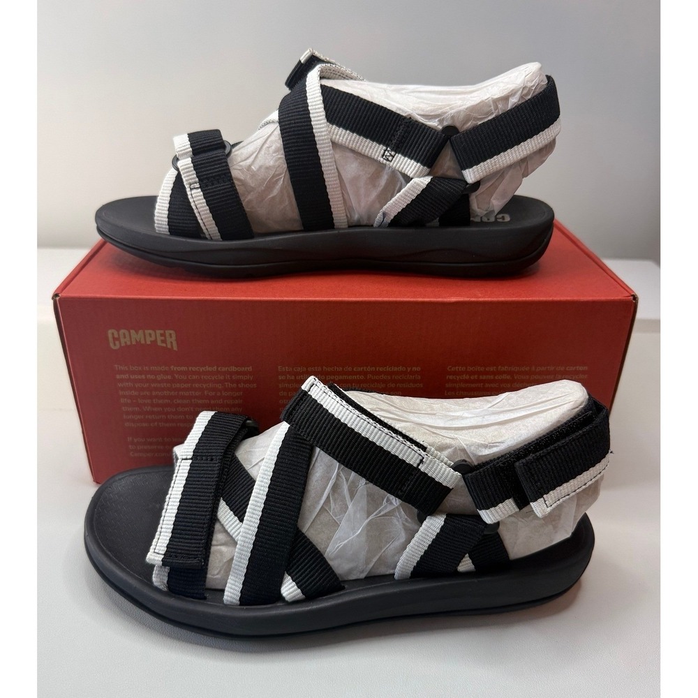 Camper Black and White Strappy Sport Sandals